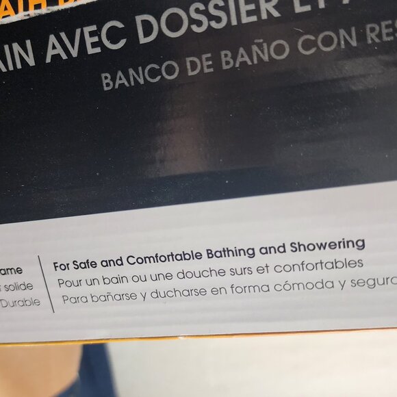 Guardian Aluminum Frame Height Adj Bath Bench w/Back and Arms Holds up to 350lbs - Picture 10 of 16